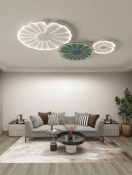 2024 Креативный светодиодный потолочный светильник для гостиной, спальни, кухни, кабинета, дизайна листа лотоса, украшения, акриловой умной люстры, света