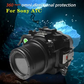 Seafrogs IPX8 40-метровый / 130-футовый водонепроницаемый корпус камеры для Sony A7C с объективом 28-70 мм с плоским портом 67 мм