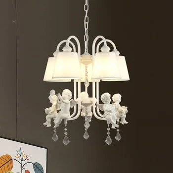 европейская люстра Ангел Кулон Креативная милая лампа для спальни мальчика и девочки Американская садовая кукла кухня белое освещение