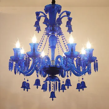 Европейский стиль Синий цвет Маан Люстра Интернет Кофе KTV Hotel Креативная хрустальная лампа Магазин одежды Декоративный