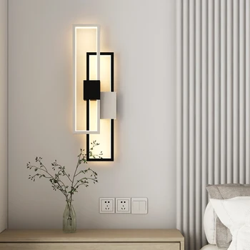 квадратный настенный светильник для дома гостиная спальня прикроватная лестница кухня коридор телевизор Фон современное украшение черное золото освещение