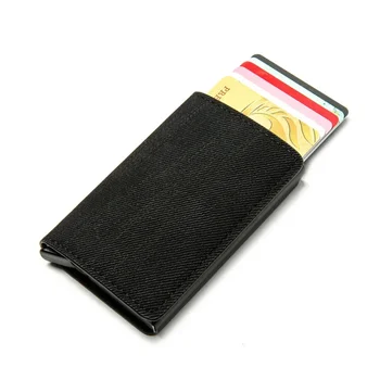 Новый держатель кредитной карты Мужской кошелек RFID Алюминиевая коробка Изысканные джинсовые кошельки с зажимом для денег Дизайнер Автоматический пакет карт