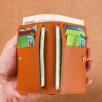 Однотонный маленький кошелек из искусственной кожи для женщин Короткий простой женский кошелек с пуговицами Ультратонкая сумка для кредитных карт Кошелек для монет