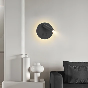  светодиодная подсветка вращающийся регулируемый прожектор 220 В кнопочный настенный светильник для прикроватной спальни гостиничная лампа