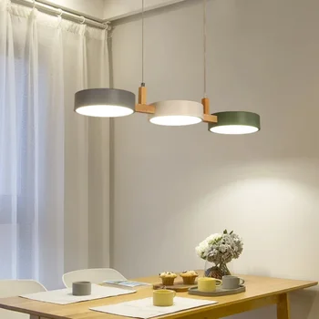 Скандинавские светодиодные подвесные светильники для островной кухни, столовой, кабинета, подвесной лампы, потолочные люстры, современное деревянное украшение