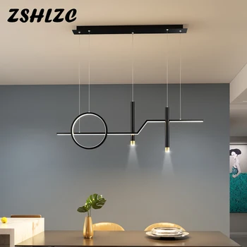 Современный домашний светодиодный подвесной светильник черный 100 см креативный светодиодный подвесной светильник для гостиной, столовой, кухонного светильника 110 В 220 В