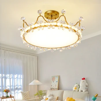 Современный роскошный стиль Золотой светодиодный потолочный светильник для гостиной, спальни, комнаты девушки, круглой короны, дизайна, хрустальной потолочной люстры, света