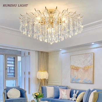 французский романтический хрустальный свет ретро гостиная потолочный светильник американский спальня светильник гардеробная светодиодный свет ресторан свет