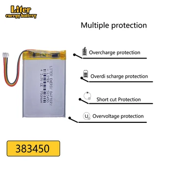 1,25 мм 3-проводной разъем 383450 3,7 В 750 мАч литий-полимерный аккумулятор с защитной платой для GPS планшетный ПК Цифровые продукты