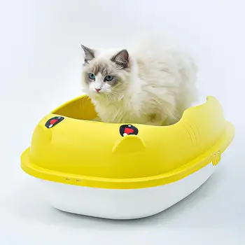 1 комплект Лоток для туалета для кошек Практичный пищевой материал Большое пространство Аксессуары для домашних животных Наполнитель для кошачьего туалета Лоток для кошачьего туалета