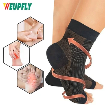  1 пара медных компрессионных восстановительных рукавов для ног для мужчин и женщин, медные носки для подошвенного фасциита от боли в своде стопы
