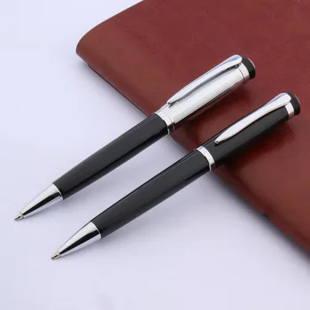 1 шт. Высококачественная шариковая ручка Baoer 508 Office Silver Black Metal Gift