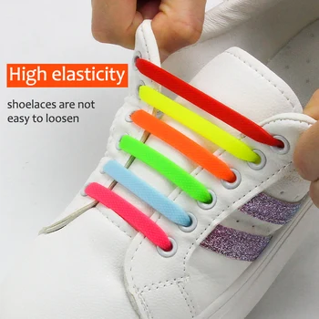 10 Размеры Силиконовые эластичные шнурки Многоцветные туфли без галстука Кружевная шнуровка Детские взрослые кроссовки Quick Rubber Zapatillas