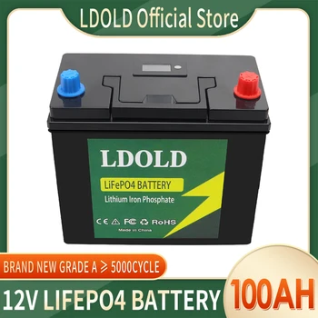 12 В 100 Ач LiFePO4 LiFePO4 Литий-железо-фосфатная батарея Встроенная BMS 5000 циклов для замены большей части резервного домашнего накопителя энергии