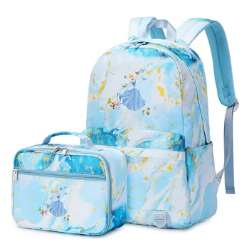 2 шт. Disney Snow Princess Multi Pocket Рюкзак с сумкой для ланча Рюкзак Повседневные школьные сумки для мужчин и женщин Наборы для подростков