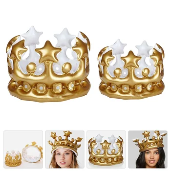 2 шт. Многоцелевые надувные короны Декоры для вечеринок по случаю дня рождения Фотореквизит (золотой)