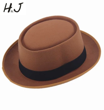 2016 Новая осенне-зимняя мужская теплая шляпа Fedora GentlemanFelt Pork Pie Crushable Top Hat 25