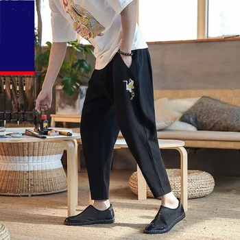 2021 Летняя вышивка Повседневные брюки Мужчины Китайский стиль Большие размеры Joggers 5Xl Streetwear Мода Шаровары Мужские брюки FF2189