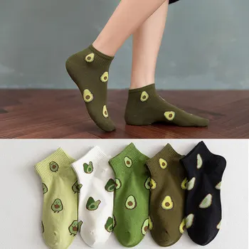 2021 Новые летние носки из авокадо для женщин, модные мультяшные носки с фруктовым рисунком, женские милые повседневные мягкие дышащие хлопчатобумажные носки