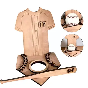 2023 Новый простой и персонализированный деревянный бейсбольный логотип для хранения дисплея настольный короткий стеллаж с рукавом для помещений K0V9
