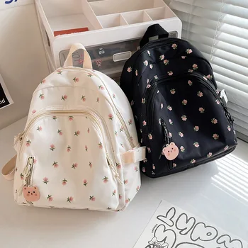 2023 Персонализированный цветочный рюкзак с вышивкой Школьный кавайный рюкзак для девочек, повседневный рюкзак Женские рюкзаки Рюкзак Сумки