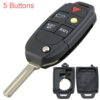 5 кнопок Flip Remote Key Case FOB Замена FOB подходит для VOLVO S80 1999-2006 / S60 2000-2009 / V70 2000-2007 XC90 2002-2013