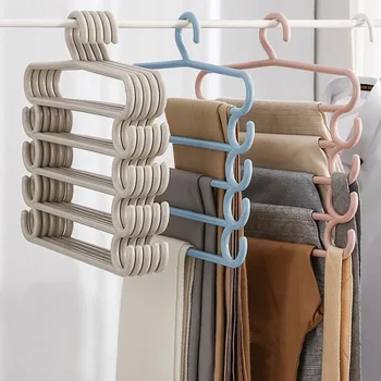 5-слойный органайзер для хранения в шкафу: держите брюки, полотенца и шарфы аккуратно организованными с помощью вешалок для одежды