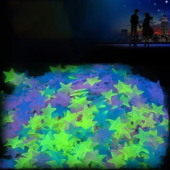 50 шт. Светящиеся 3D звезды светящиеся в темноте наклейки на стену для детей детские комнаты спальня потолок домашний декор флуоресцентные звездные наклейки