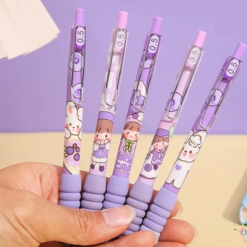 6 шт. фиолетовая девушка Kawaii 0,5 мм гелевая ручка пресс ручка мультяшный кролик нейтральная ручка подпись ручка школа письменные принадлежности подарок