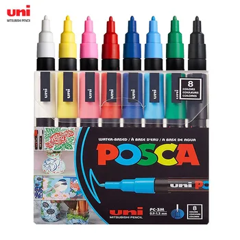 8 лаковых маркеров Uni Posca, 3M тонких маркеров Posca с двусторонними наконечниками, набор акриловых карандашей Posca для художественных принадлежностей