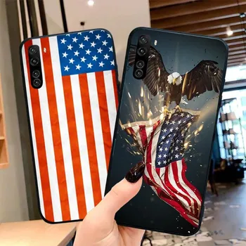 America США Flag Чехол для телефона OPPO Find X5 X3 X2 A93 Reno 8 7 Pro A77 A74 A72 A52 Мягкий черный чехол для телефона