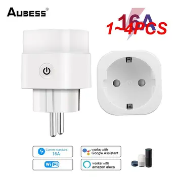 AUBESS 16A EU Plug WIFI Беспроводная дистанционная розетка Smart Timer Plug Voice Control Home Огнестойкий ПК Умная розетка