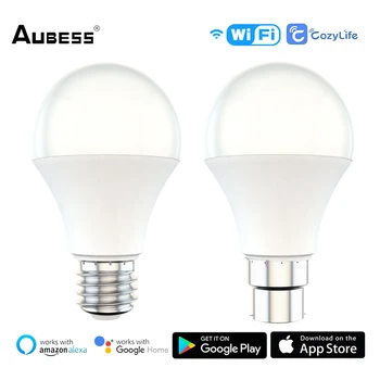 Aubess 9 Вт WiFi Умная лампочка Холодная и теплая Умная лампочка E27 E26 B22 CozyLife APP Control поддерживает Alexa Google Home