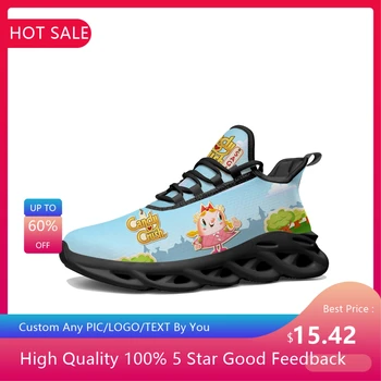 Candy Crush Saga Flats Кроссовки Мультяшная игра Мужские женские подростковые спортивные кроссовки Высококачественная обувь на шнуровке