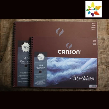 CANSON Mi-Teintes Пастельная бумага Черная бумага, 24 см x 32 см x 41 см 16 листов, поверхность медовых сот бескислотная 50% хлопок Спиральный переплет