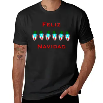 Feliz Navidad Пуэрто-Рико флаг рождественские огни футболка хиппи одежда на заказ футболки дизайн собственной блузки мужские однотонные футболки