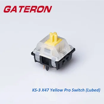 GATERON KS-3X47 Молочно-желтый Pro Черный снизу 5-контактный предварительно смазанный RGB DIY Механический переключатель клавиатуры Игровой плавный ввод на ощупь