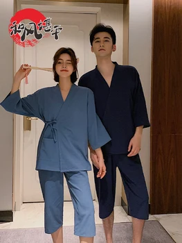 Hefeng 7-дюймовые брюки рукава до колен японский проживание в семье кимоночистый хлопковый льняной купальник купальник SAP sweat паровой костюм