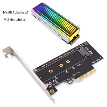 M.2 NVME PCIE - M2 Адаптер LED NVME SSD M2 PCIE X4 Карта расширения Компьютерный адаптер с алюминиевым радиатором