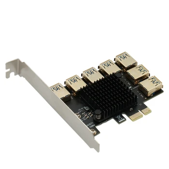 PCIE Адаптер от 1 до 7 PCI Express Riser Card PCI Express Слот PCI-E 1X To16x USB 3.0 Riser Extender для майнинга видеокарт