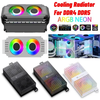 RAM Cooler 4Pin PWM / 5V 3Pin ARGB RAM Air AIO Вентилятор Cooler с двойным 50-мм вентилятором RAM Радиатор RAM 60 -3600 об/мин для охлаждения DDR4 DDR5