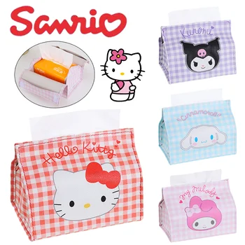 Sanrio Hello Kitty Коробка для салфеток MyMelody Cinnamoroll Украшение домашней гостиной Креативная кожаная салфетка для хранения Аксессуары