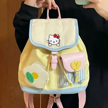 Sanrio hello kitty Мини-рюкзак 2023 Новая дорожная сумка через плечо Студенты колледжа Симпатичная контрастная школьная сумка Женская сумочка