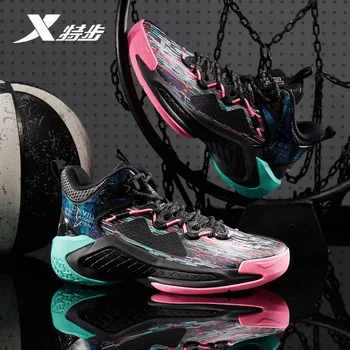 XTEP Модный бренд Мужская спортивная баскетбольная обувь с высоким верхом 2023 Летняя противоскользящая износостойкая амортизирующая практичная обувь
