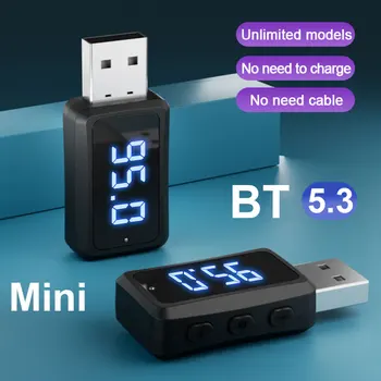  Авто Bluetooth 5.3 FM02/01 Mini USB Передатчик Приемник со светодиодным дисплеем Громкая связь Вызов Авто Беспроводная аудио Для Авто Fm Радио