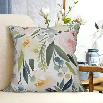 Акварельная цветочная короткая плюшевая наволочка, подходящая для автомобильных диванов, наволочек, наволочек домашнего декора 18x18 дюймов