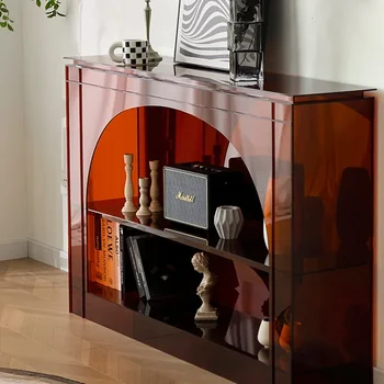 Входной шкаф Дизайнерская модель Современный минималистичный каминный шкаф Свет Роскошная гостиная Боковой кабинет Входная консоль