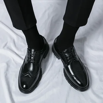 Высококачественная кожаная обувь для мужчин Оксфорд Офисная деловая формальная обувь ручной работы для мужчин Джентльменская обувь для вождения Оригинальная обувь дерби