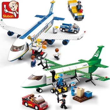 Городской грузовой самолет Хранение самолета Аэропорт Airbus Самолет Avion Технические творческие строительные блоки Развивающие игрушки для детей