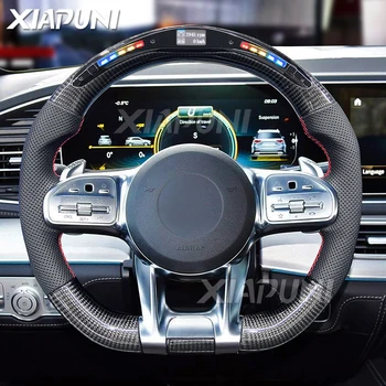Для Benz Mercedes AMG C63 E63 A C E CL GL W205 W204 W213 W212 2012-2021 Индивидуальное рулевое колесо RPM LED из углеродного волокна